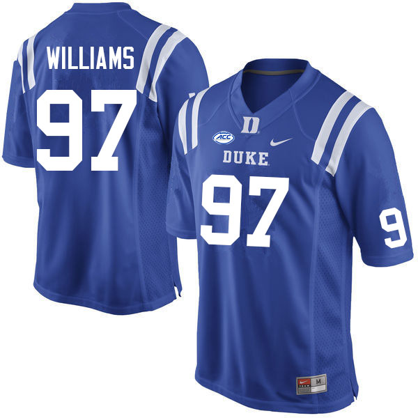 Men #97 Wesley Williams Duke Blue Devils College Football Jerseys Sale-Blue - Click Image to Close